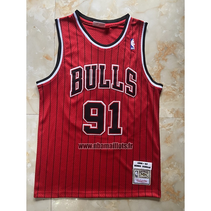 Maillot Chicago Bulls Dennis Rodman NO 91 Mitchell & Ness 1996-97 Rouge